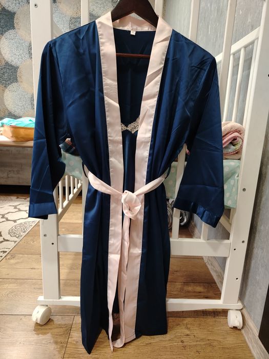 Шёлковый халат с ночнушкой