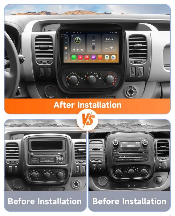 Мултимедия 9″ Android 14 за RENAULT TRAFIC III OPEL VIVARO B Carplay