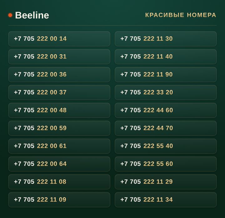 VIP номера Beeline / Красивые номера