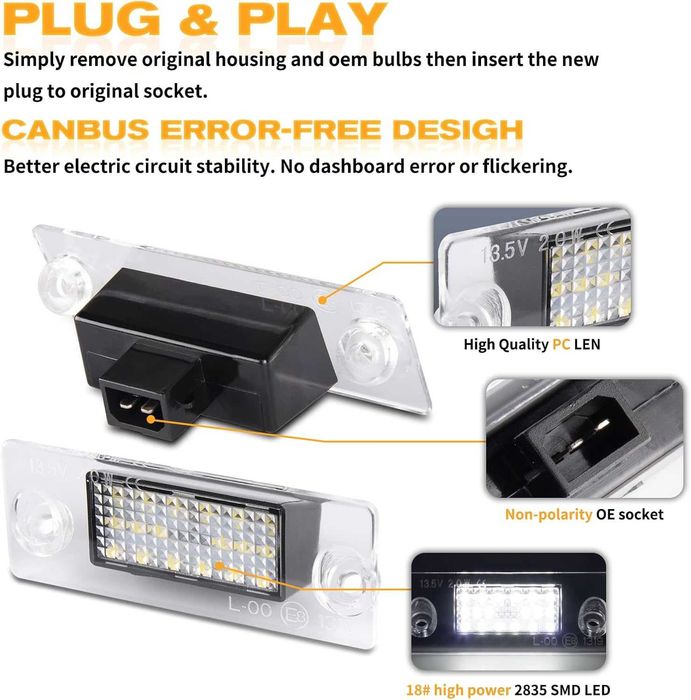 LED плафони регистрационен номер за Audi A3 8L A4 B5
