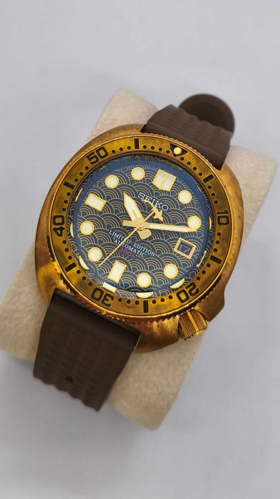 Ceas automatic Seiko modificat in stil Turtle, din bronz