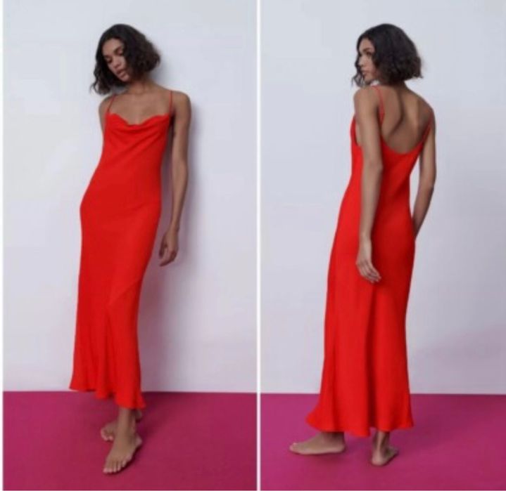 ZARA дълга червена рокля Xs размер