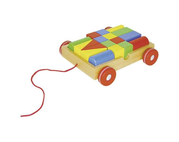 НОВ! Goki дървен конструктор с количка за дърпане