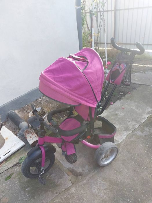 Tricicletă copii cu mâner părinte și copertină – mov