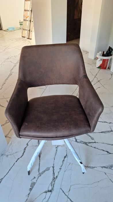 Трапезен стол Екокожа 2бр кафяв