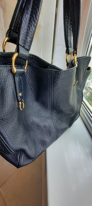 Poseta din piele bleumarin Musette