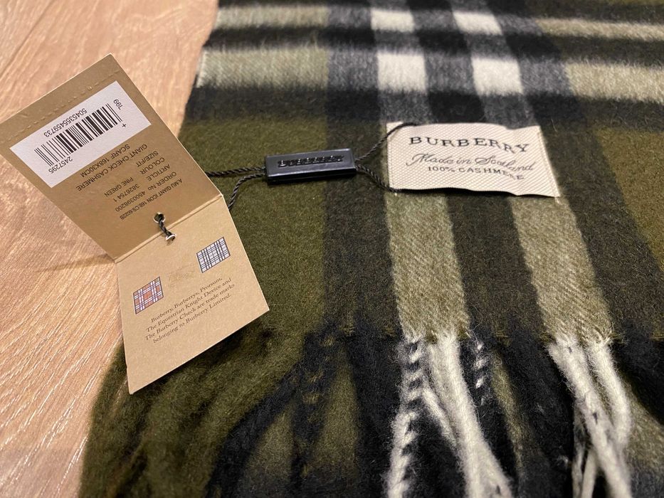 ОРИГИНАЛЕН BURBERRY Pine green Check кашмирен шал