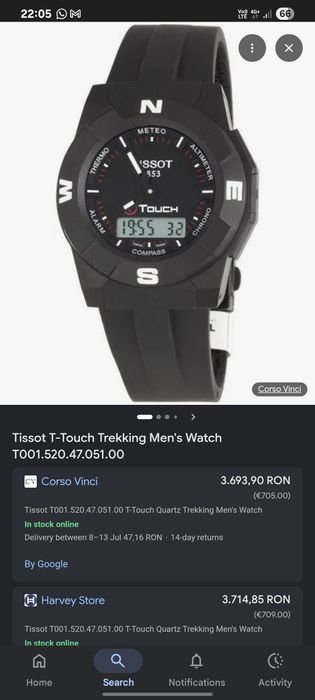 Vand ceas Tissot t-touch trekking