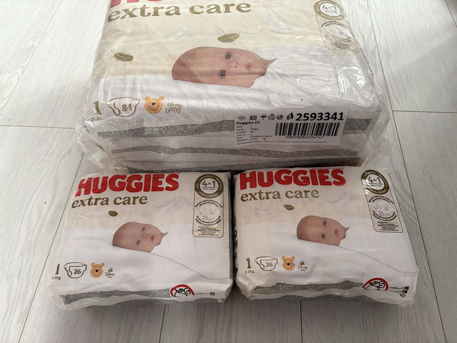 Pachet 2 x 84 si 2 x 26 Huggies extra care Disney, marimea 1