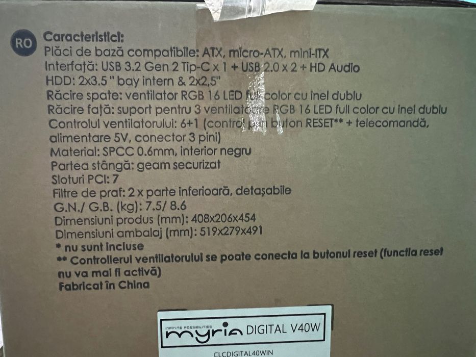 PC Gaming Myria Digital V40W + Monitor ASUS TUF Gaming VG249Q1R