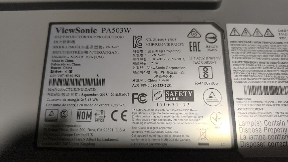 Продам проектор View Sonic  Pa503 w в отличном состоянии