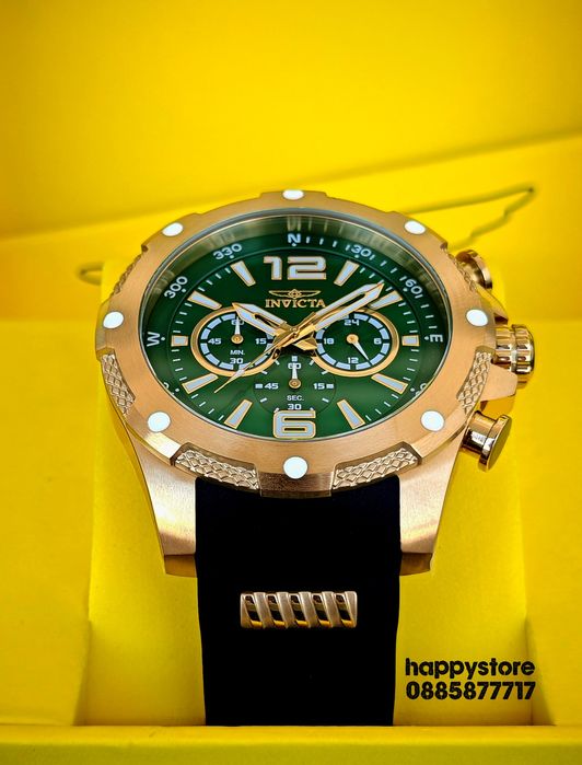 INVICTA Axis Gold/Green 50mm, Инвикта нов ръчен часовник