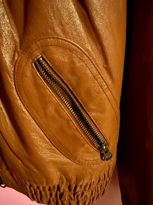 Италианско кафяво кожено яке ретро, S-M