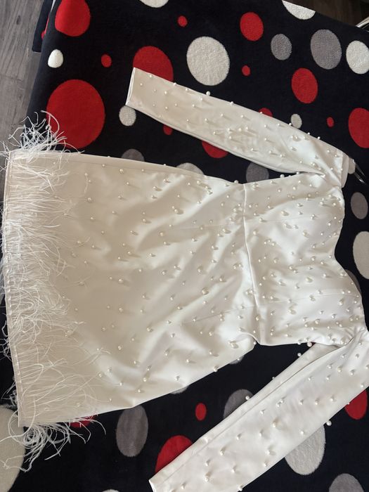 Rochie cu perle alba de cununie