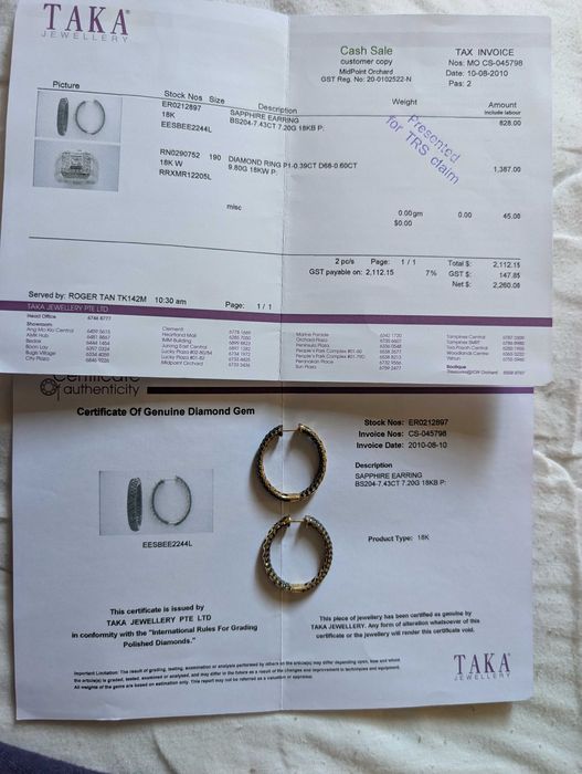 Cercei aur 18 kt cu pietricele Safir Albastru