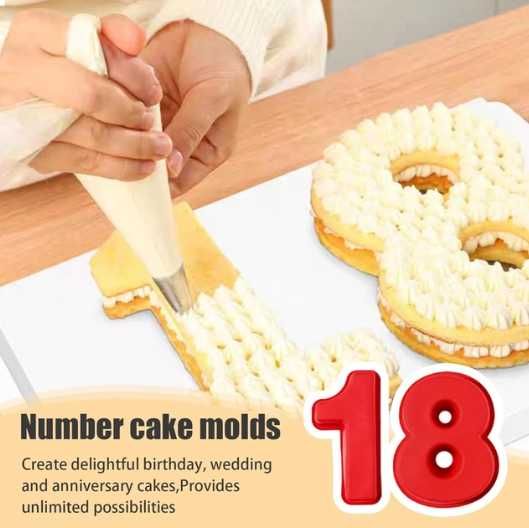 Forme de silicon pentru prăjituri, torturi, set de 9 cifre, noi