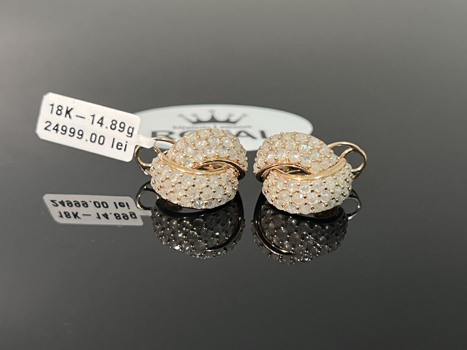 Bijuteria Royal CB : Cercei cu diamante aur 18K 750 14,89 grame