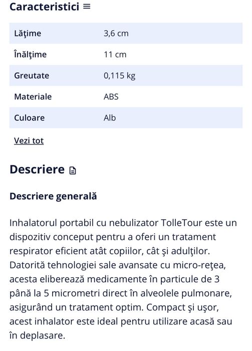 Inhalator portabil,aerosoli