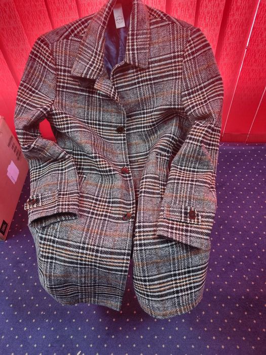 s.Oliver Palton Cadrilat din Lana, Marimea M, Nou cu Eticheta