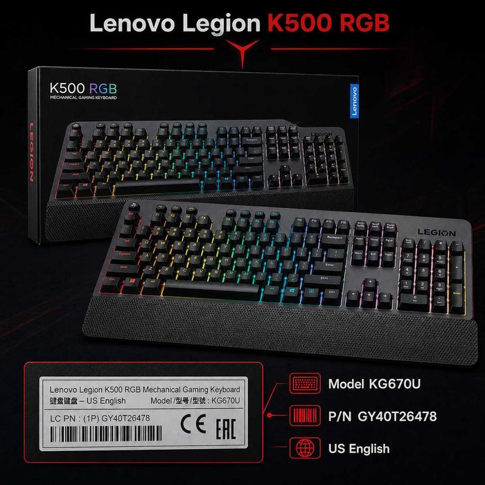 Tastatură Lenovo Legion K500 RGB - Mecanică, nouă, completă, gata de gaming