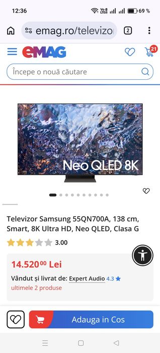 Tv 8K Neo QLED SAMSUN 138cm Smart,doar in PITEȘTI