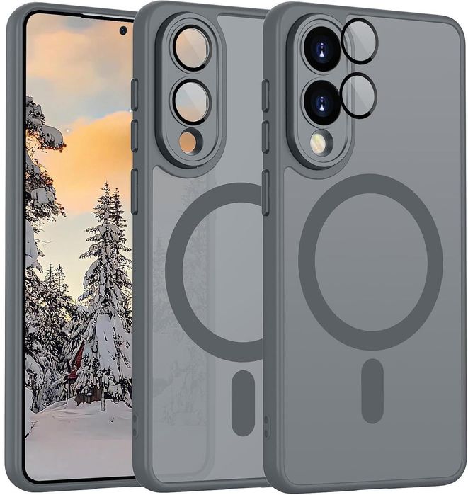 Матов magsafe кейс за samsung galaxy s25 edge - титаниево сив