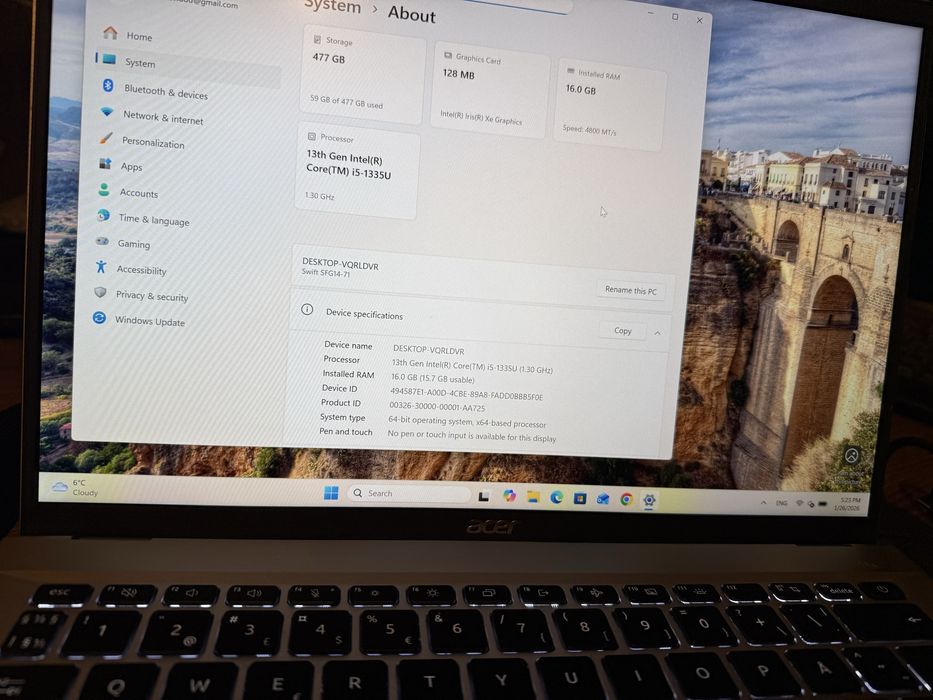 Laptop Acer Swift go 14