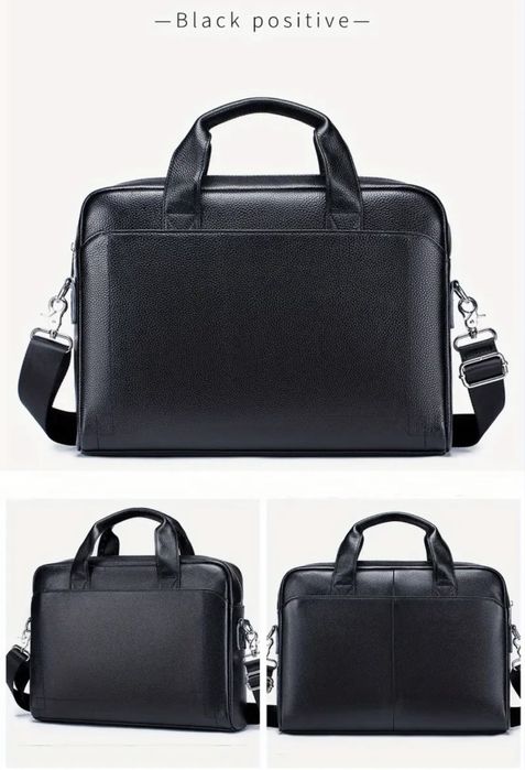 Мъжка универсална и с -20% Промоция кожена бизнес чанта•Черна и кафява