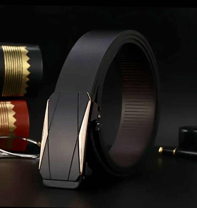 Мъжки официален кожен колан/Автоматичен с тъмна катарама -15% Промоция