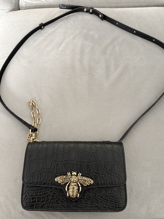 Geantă din piele naturală Musette – neagră, versatilă