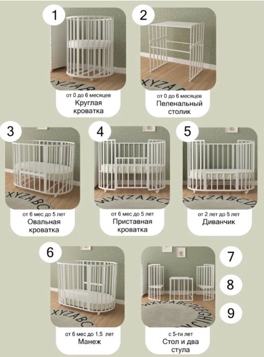 Детская кроватка 9в1