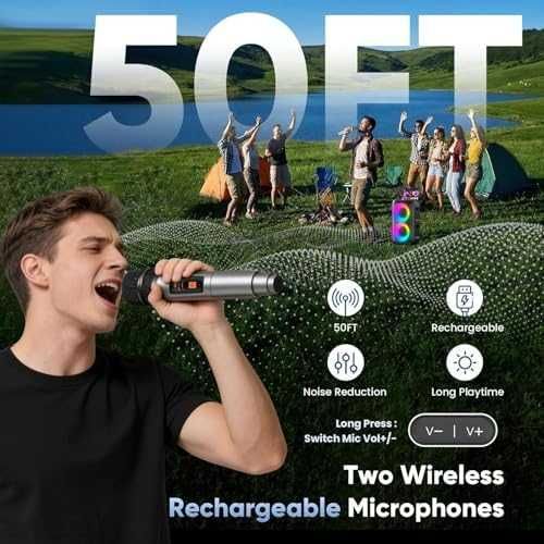 Караоке тонколона с 2 микрофона Bluetooth