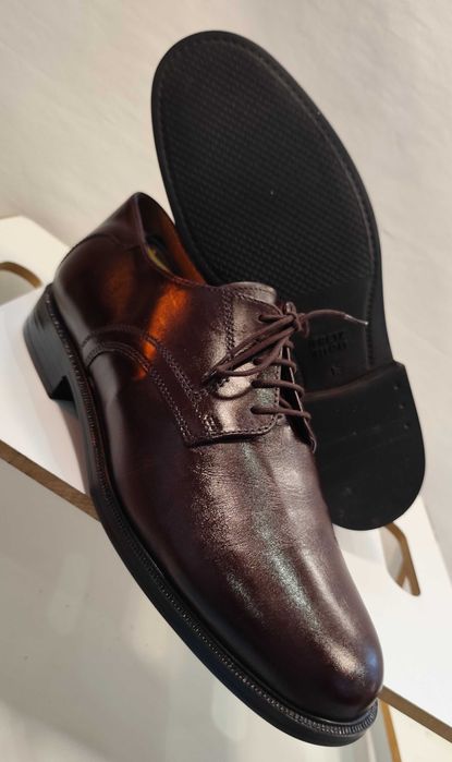 Pantofi derby 44 44.5 plain toe FRETZ MEN piele naturala moale maro