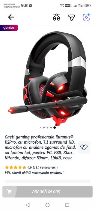 Vând tastatura mouse și căști gaming cu lumini
