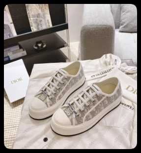 Dior сиви букви бродиране платно обувки за жени