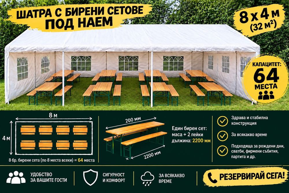Шатра и бирени сетове ПОД НАЕМ