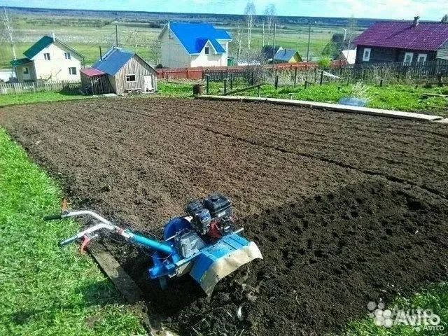 Вспашка огородов и дач мотоплугом