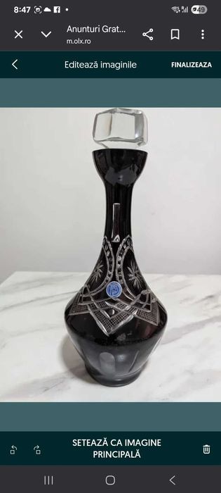 Serviciu pahare si carafa cristal rubin BUZĂU PERLA  carafă,4 pahare