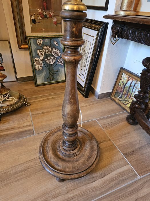 Lampadar din bronz onix și lemn