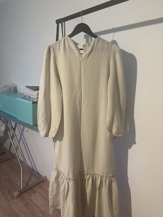 Платье из льна молочное,платье Изабель гарсия