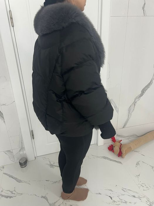 Geaca cu puf de gasca si blana de vulpe