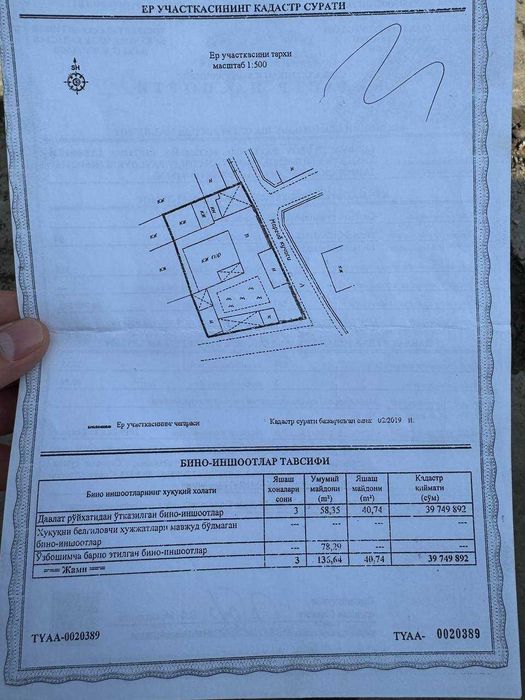 Продается участок в Сергелийском районе 6 соток(МА)