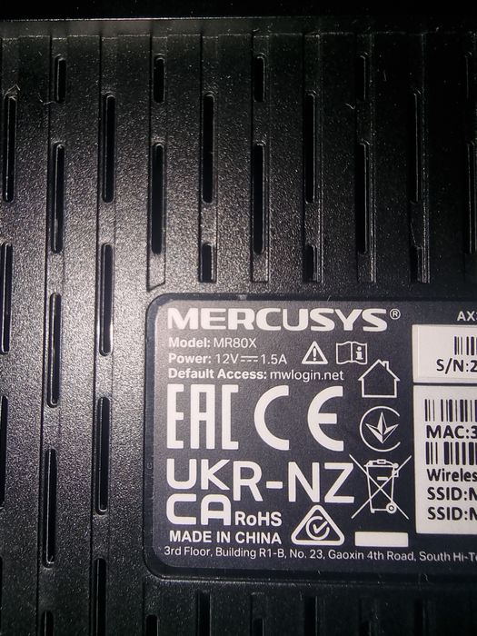 Mercusys Ax3000 MR80X wifi 6