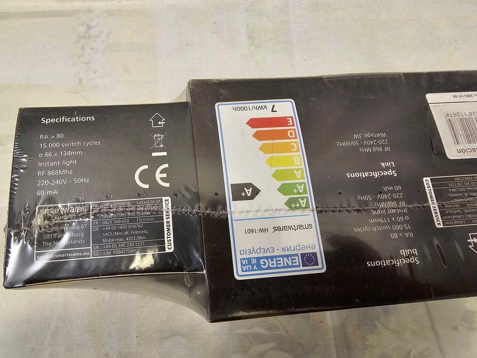 Set Iluminat Inteligent Smartwares HW-1601 Pro, Pachet Variable Colour Smart Bulb Set Hub Link și Bec Conectivitate RF 868MHz, Compatibil Amazon Alexa