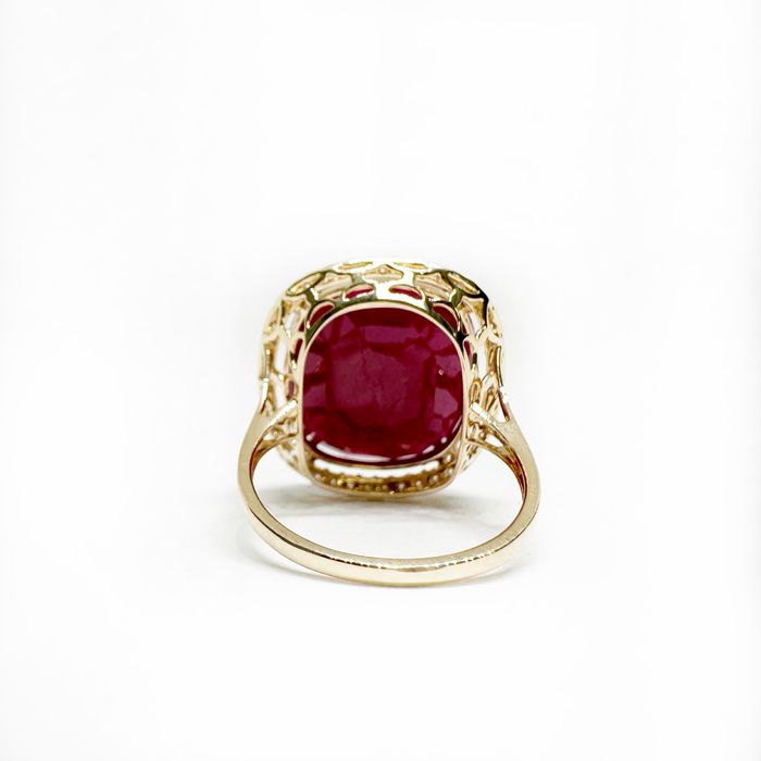 Inel din aur de 14k cu rubin natural 13.70 CT si diamant naturale