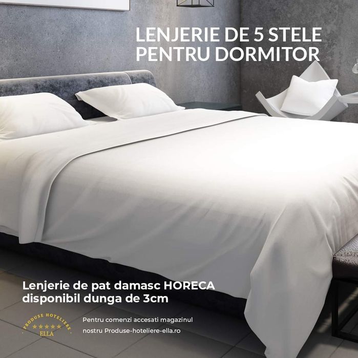 Lenjerie bumbac damasc HoReCa cu dunga lata si densitate mare 170gr/mp