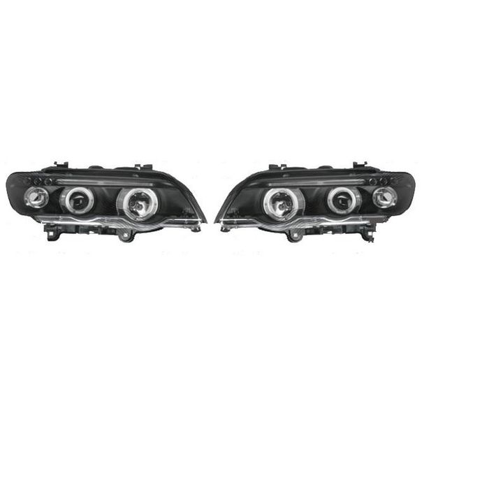 Set faruri tuning BMW X5 01.1999-05.2003 BestAutoVest fata stanga+dreapta H1+H1 transparent negru