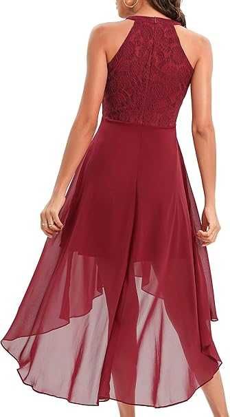 Rochie cocktail / nunta/ botez burgund-rosie - fara maneci - dantela