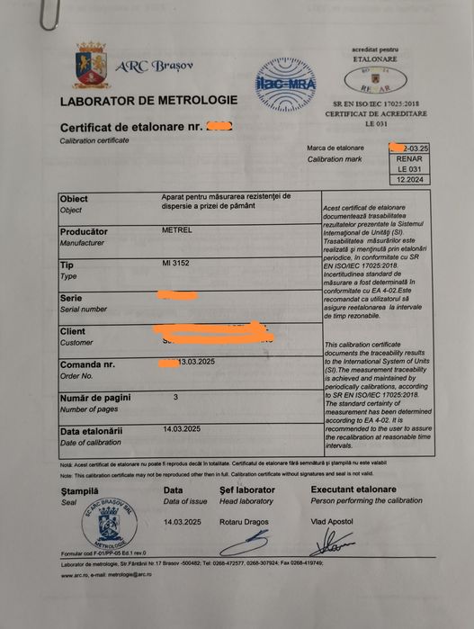 Aparat de măsură si testare Metrel MI3152