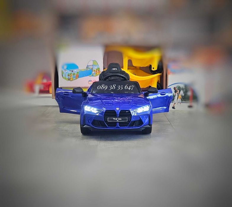 ТОП ЦЕНА!НОВО!Акумулаторна кола BMW M4 с 12V,EVA гуми,кожена седалка